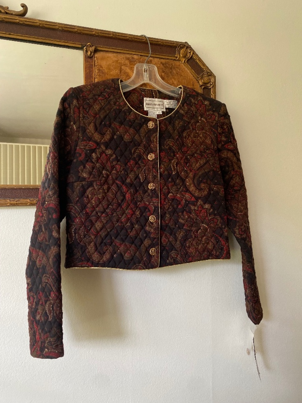Vintage 1990s Paisley Quilted Cropped Blazer Jacket Boho Maximalist 10